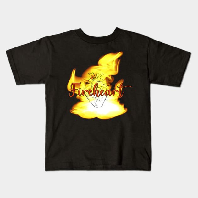 Fireheart with drawn heart Kids T-Shirt by AnabellaCor94